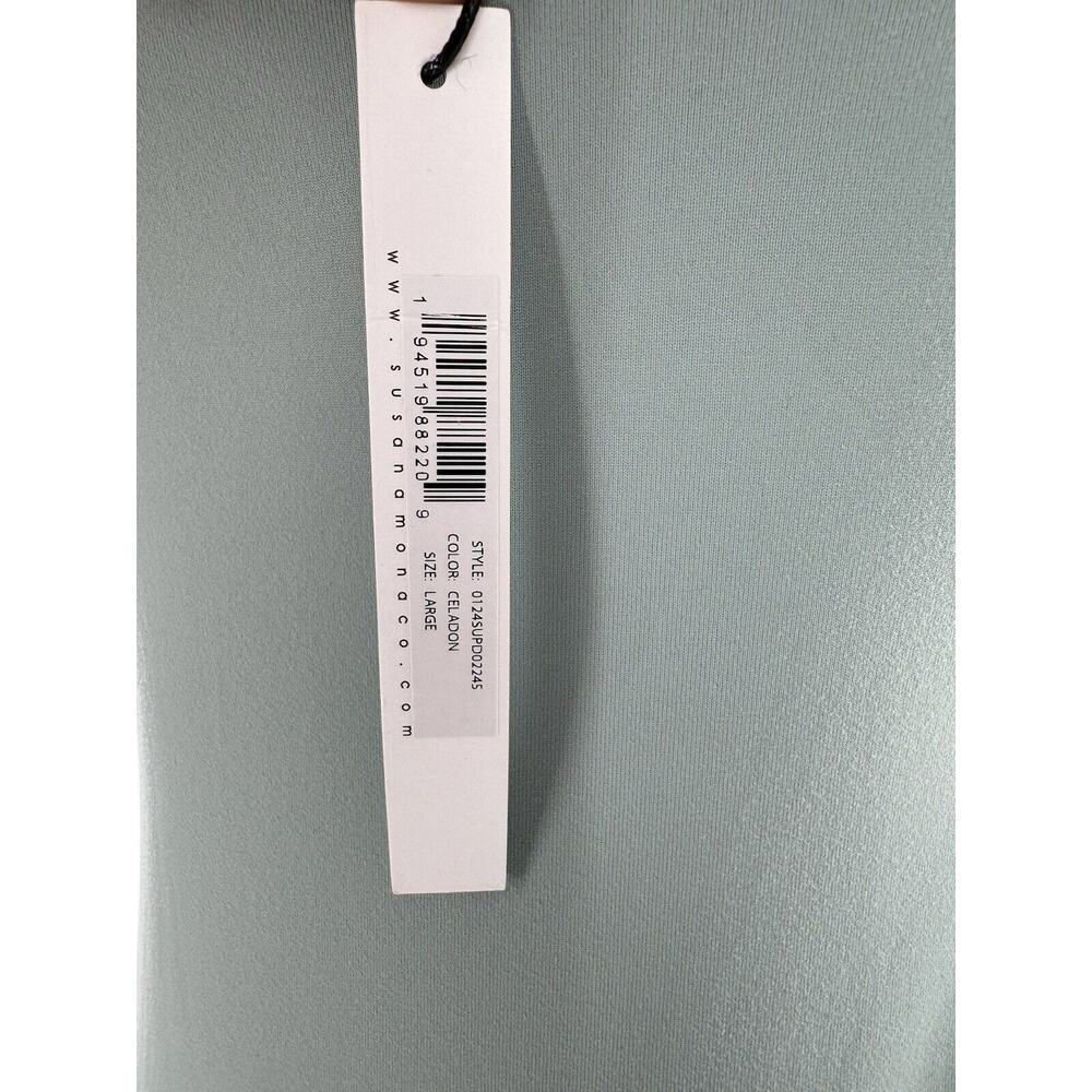 Susana Monaco Dress Sz L Ruffle Strap Green Bodycon Party Wedding Guest $125 - Picture 10 of 16
